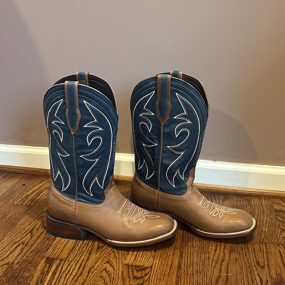 STETSON CASPER TAN & BLUE MATTE COWBOY BOOT - Picture 4 of 6